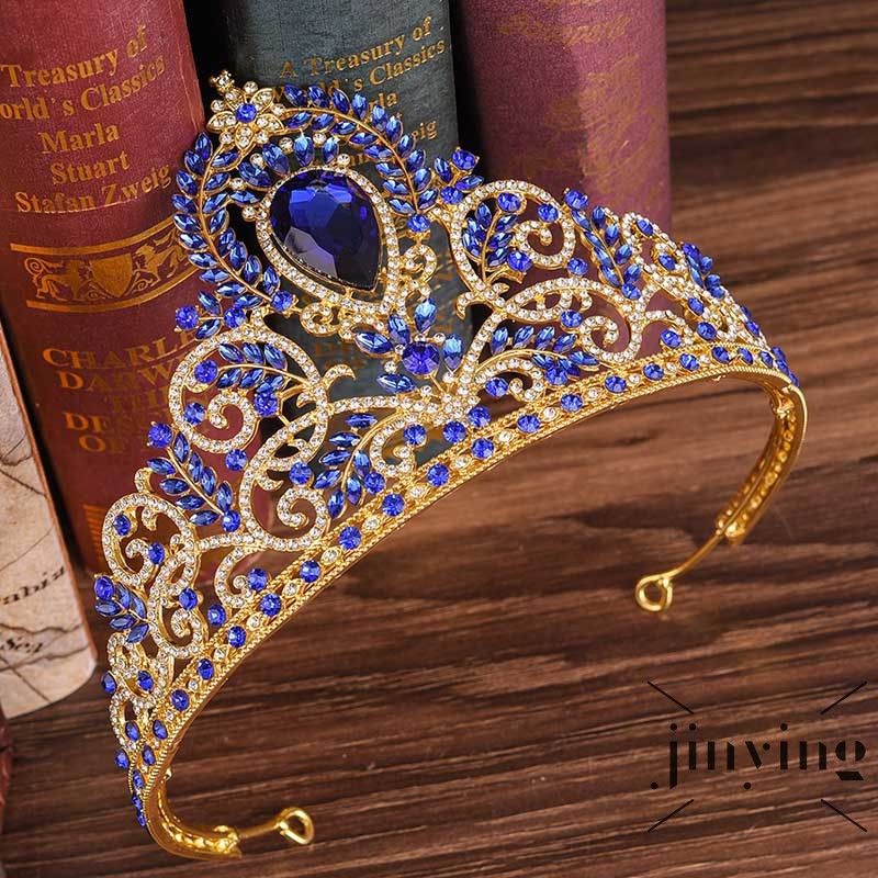 GETNOIVAS Vương miện kim loại đính đá giả phong cách retro sang trọng cho cô dâu