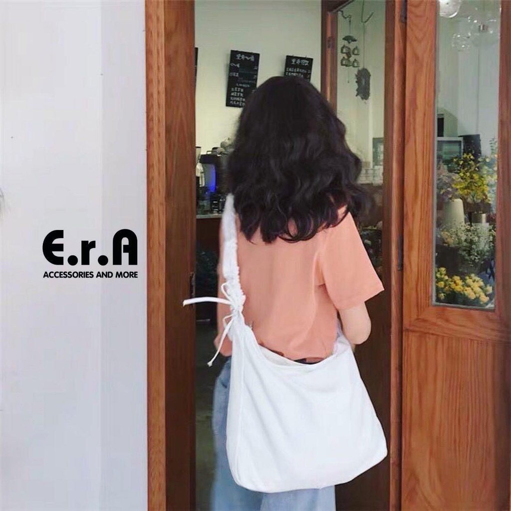 Túi Vải Canvas Nam/ Nữ ERASHOP 077081 - Dây Nhún Đơn Giản, Cá Tính, Size Lớn Tiện Dụng, Phù Hợp Đi Học, Đi Chơi, Rẻ Đẹp