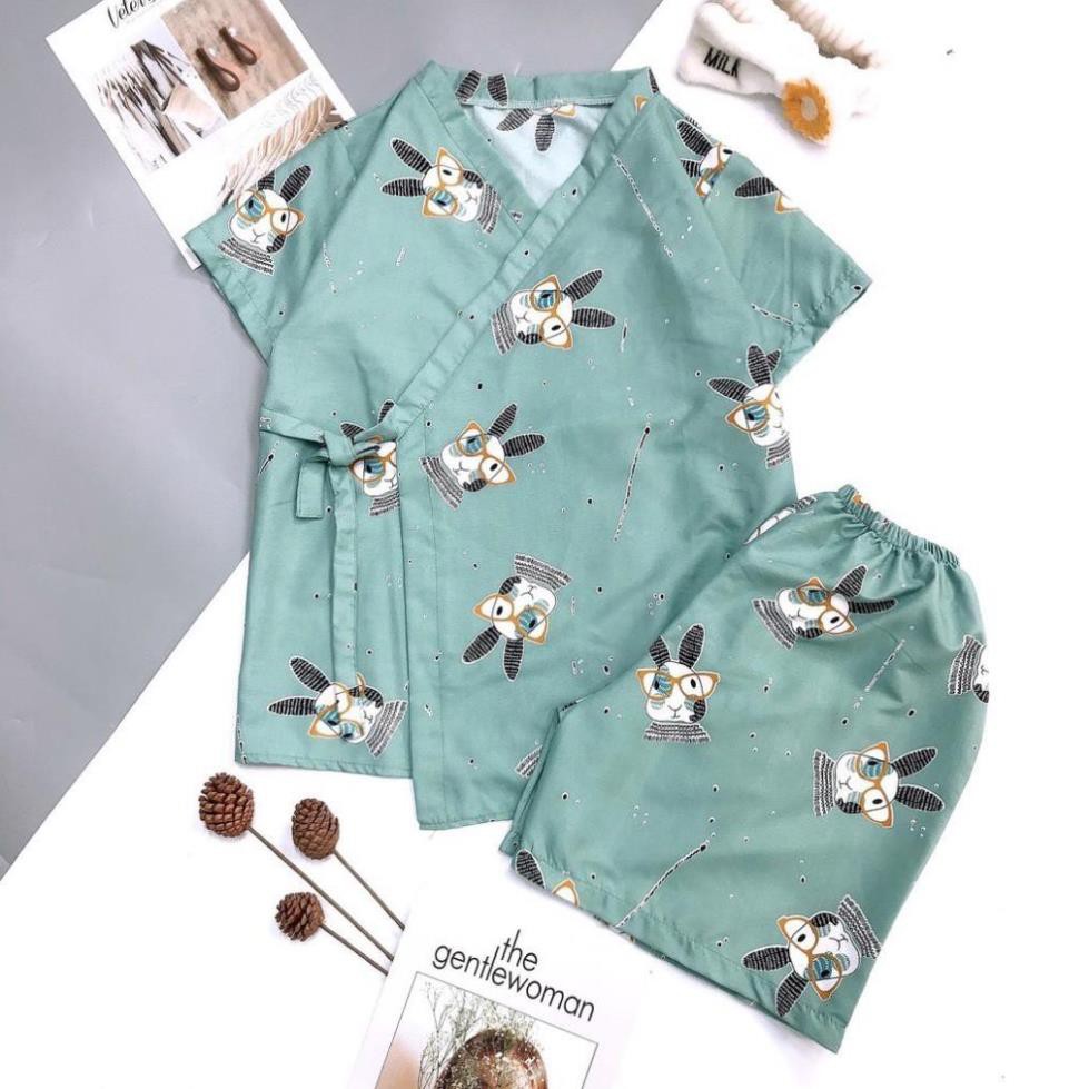 [RẺ VÔ ĐỊCH] Bộ Kimono Cộc Tay Nữ 🌸 Set pijama buộc nơ in hình cute, quần áo ngủ mặc ở nhà, mùa hè Ulzzang HOT 🌸 ⋆