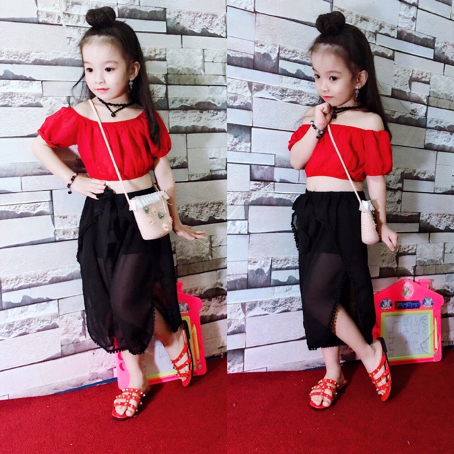 Set áo bẹc vai quần ống rộng