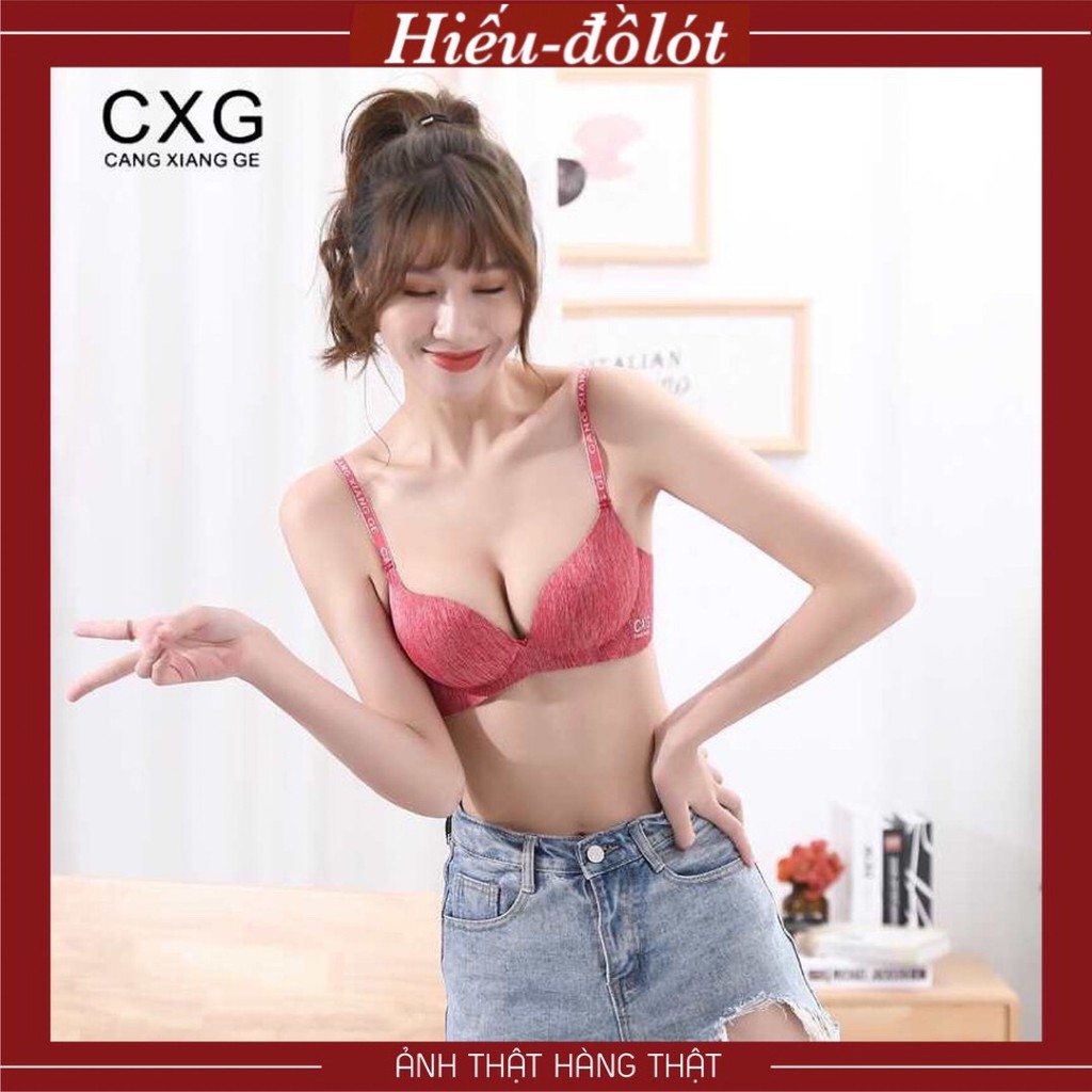 Áo ngực nữ su đúc muối tiêu CXG nâng ngực, áo lót nữ su đệm 3cm không gọng A05