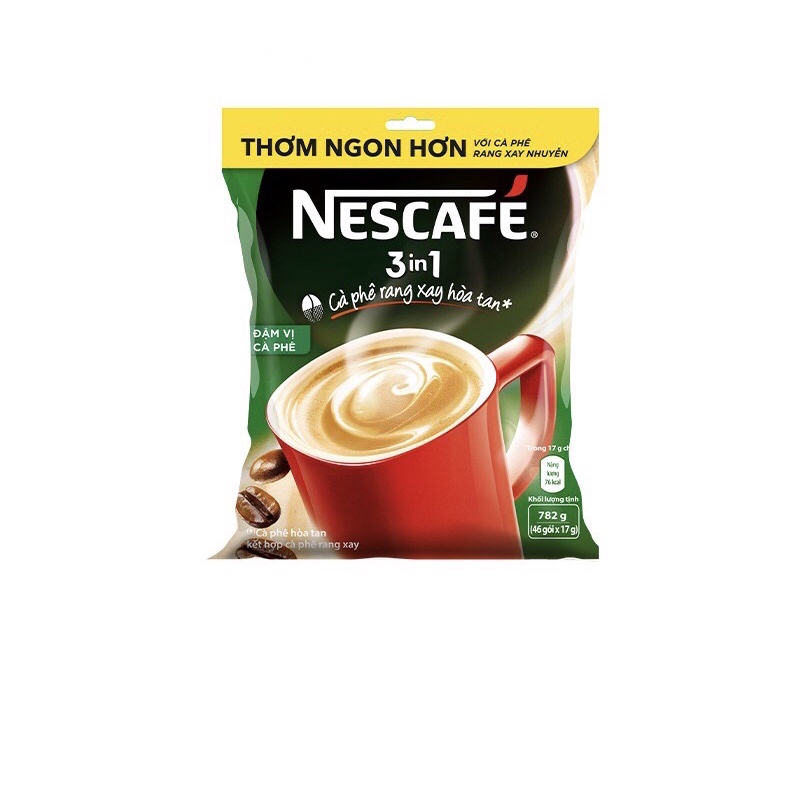 [Tặng hộp nhựa1.6L]Cà phê rang xay hoà tan 3in1 Nescafe 46 gói