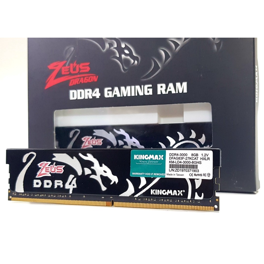 RAM MÁY TÍNH BÀN. DDR4 PC 4G/2400 8G/2400 8G/2666 8G/3000 KINGMAX ZEUS Dragon Tản nhiệt Renew. VI TÍNH QUỐC DUY