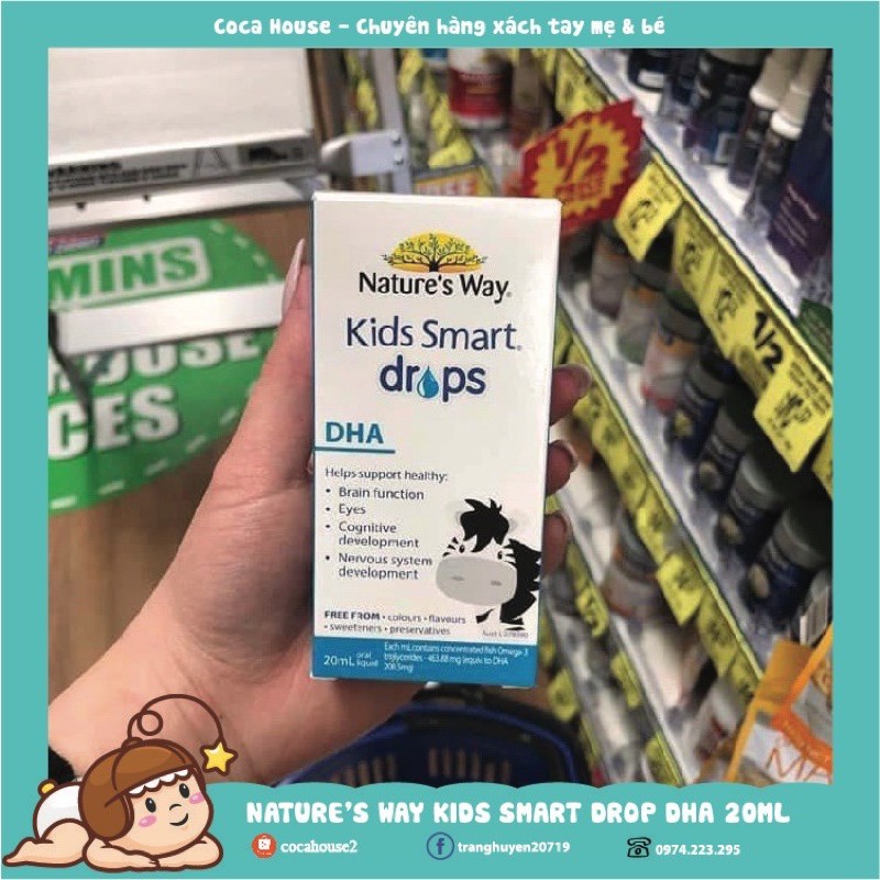 NATURE’S WAY KIDS SMART DROP DHA CHO TRẺ SƠ SINH ✅ĐỦ BILL VÀ TEM CHEMIST✅ hỗ trợ phát triển não bộ của trẻ