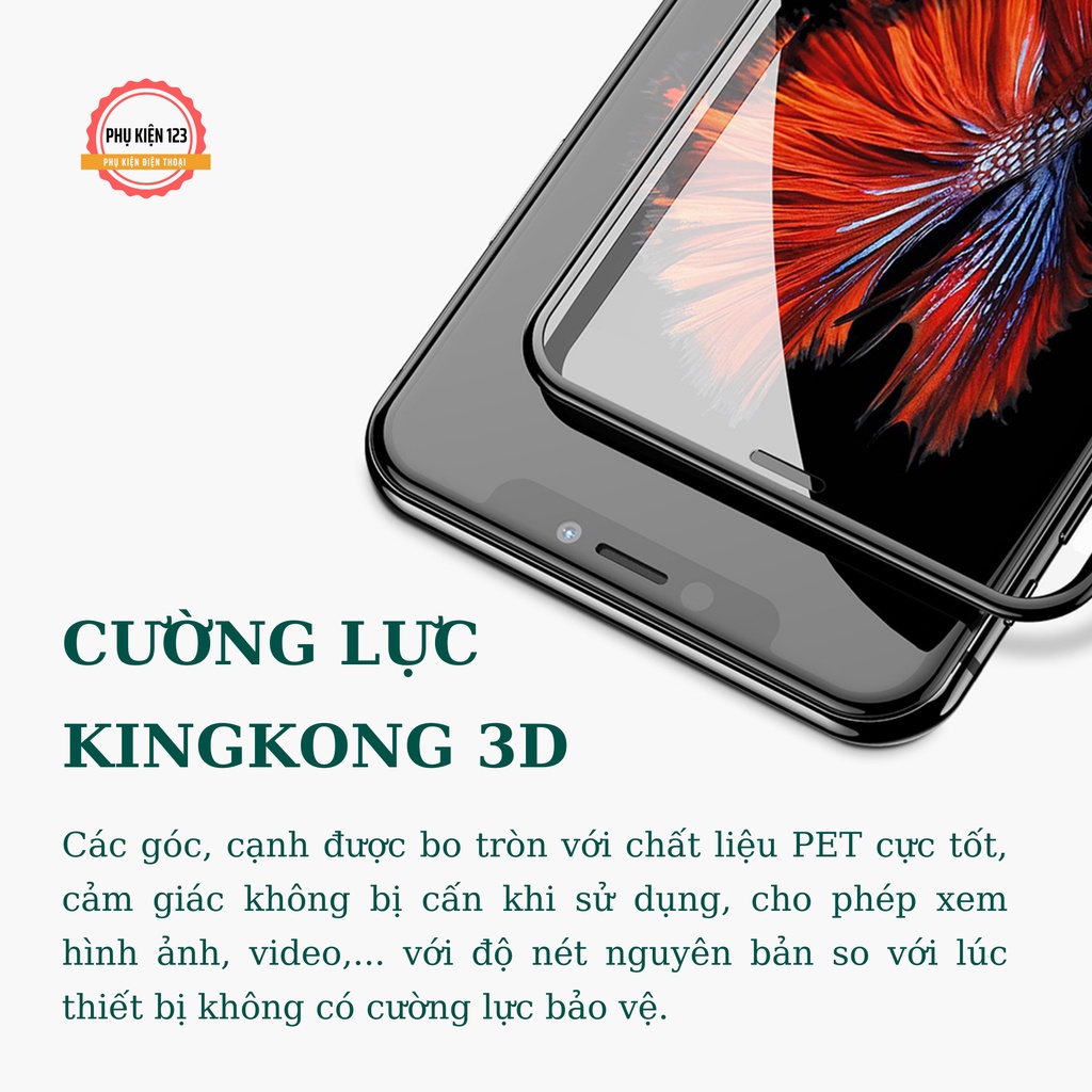 Kính cường lực ip KingKong 6/6plus/6s/6splus/7/7plus/8/8plus/x/xs/11/12/13/pro/max/promax/Phụ Kiện 123