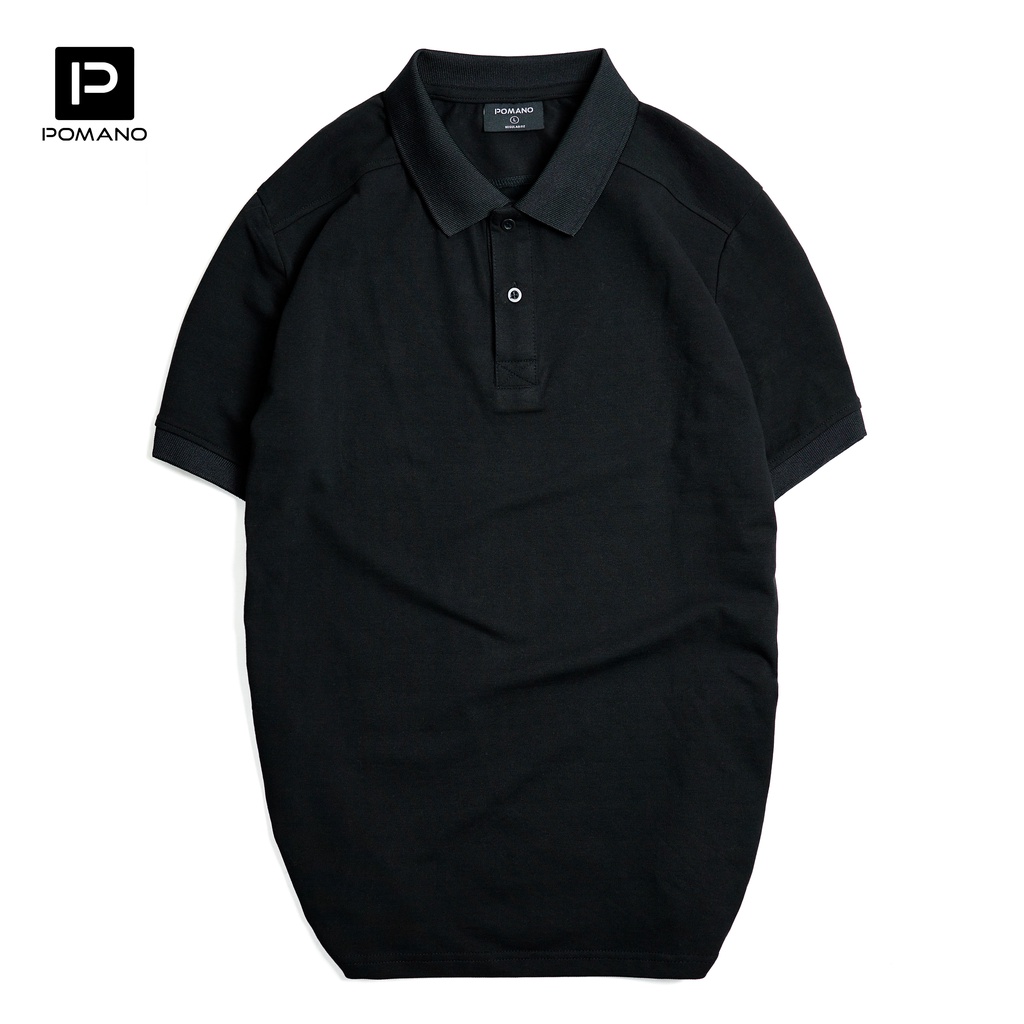 Áo thun POLO nam cổ bẻ vải cá sấu Cotton xuất xịn, thiết kế phong cách sang trọng lịch lãm Đen POMANO