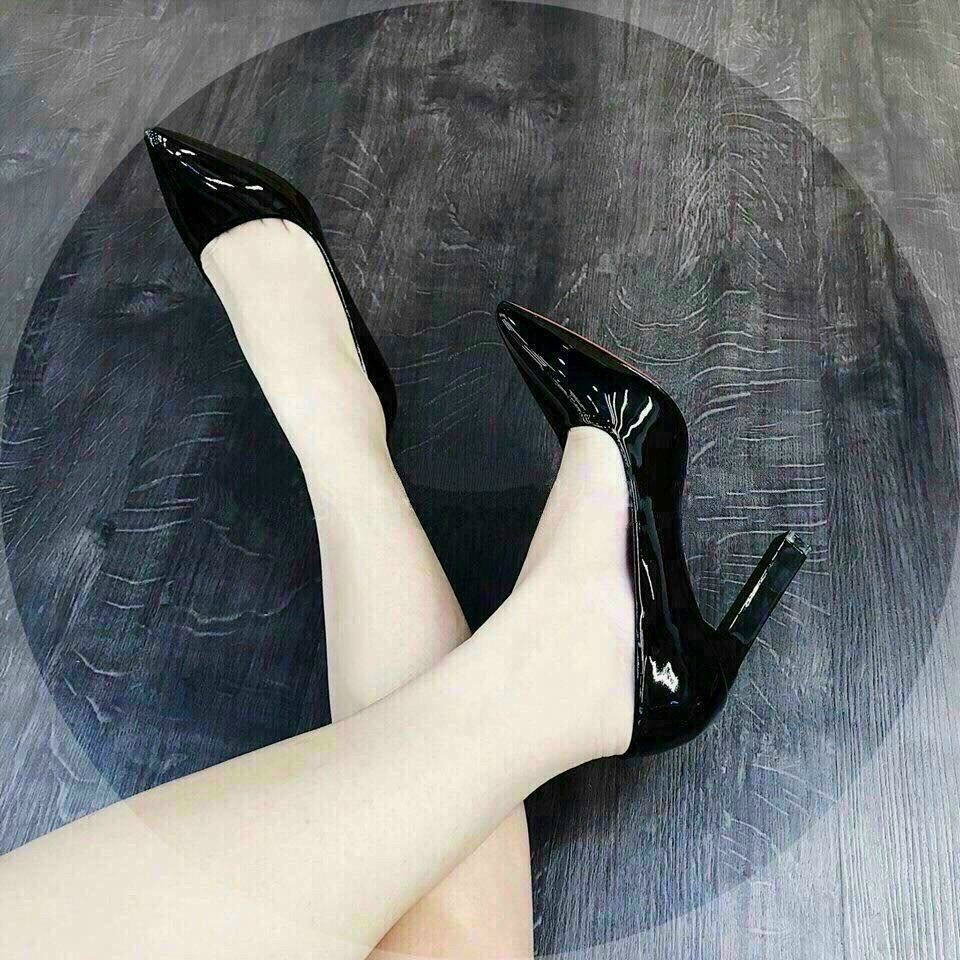 GIÀY CAO GÓT MŨI TRƠN  8 PHÂN MÀU ĐEN VÀ NUDE DA BÓNG CAO CẤP LOẠI 1, ĐI ĐÁM CƯỚI ĐI TIỆC HAY LÀM ĐỀU XINH NÈ