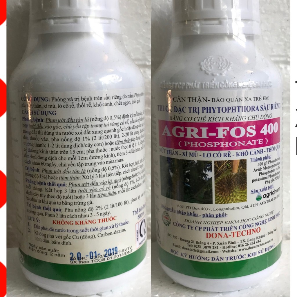 Trừ Vàng Lá Thối Rễ, Nứt Thân Xì Mủ Agri Fos Chai 500ml