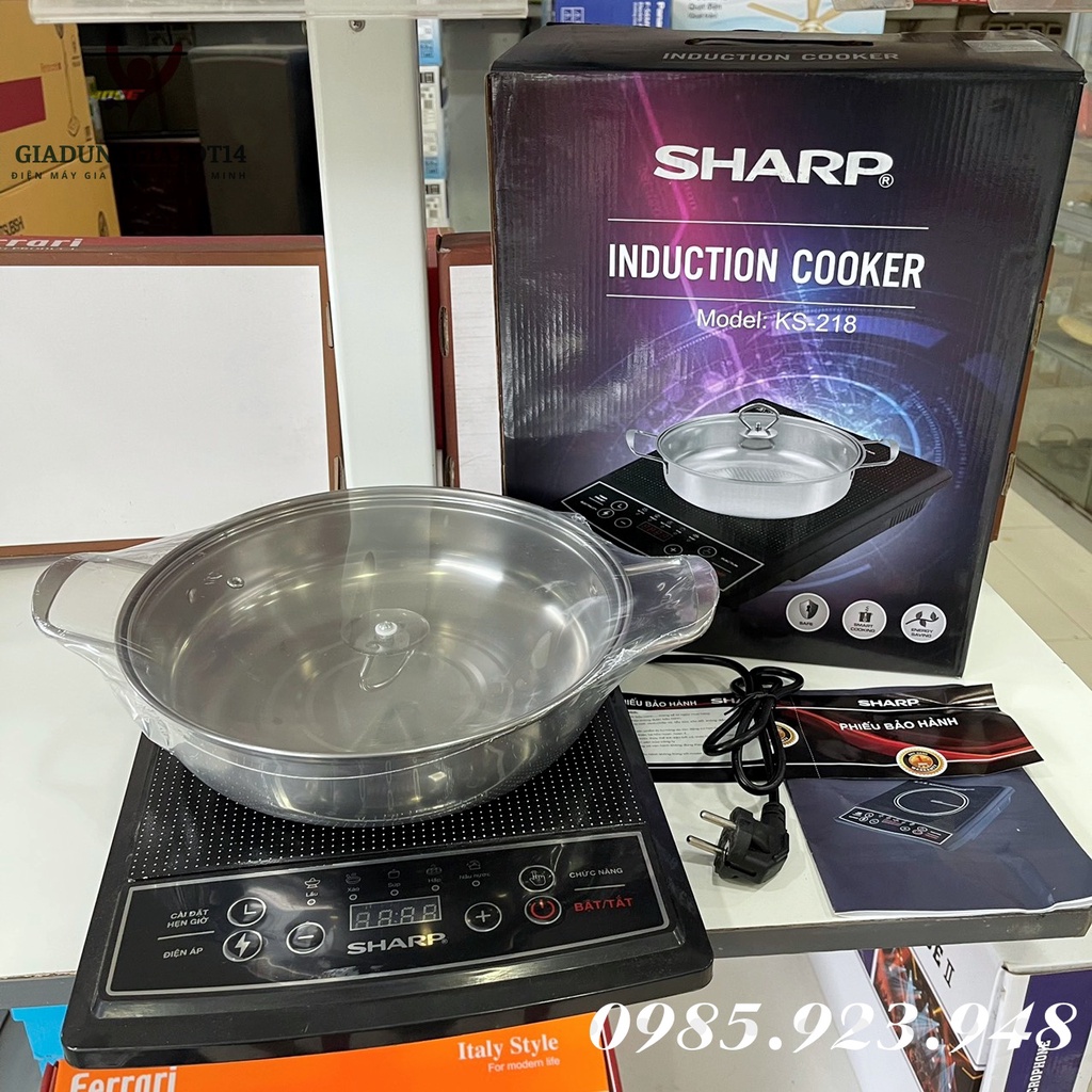 Bếp từ đơn cơ SHARP KS-218 + tặng kèm nồi INox cao cấp- Công suất 2000W-Bảo hành 12 tháng toàn quốc