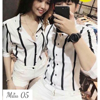 Áo sơ mi 3D sọc có size cho cặp đôi cực chất