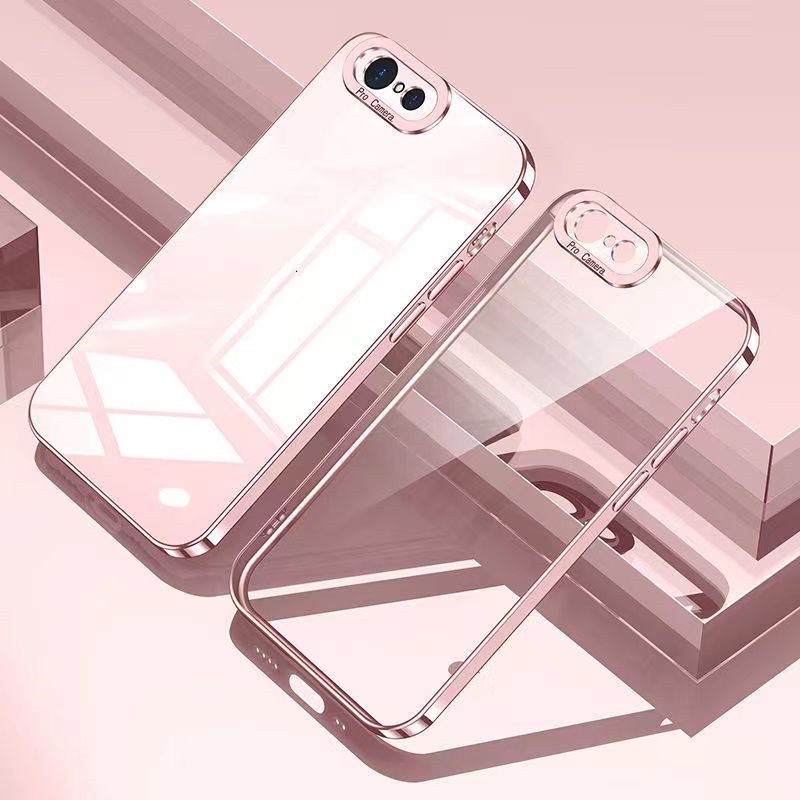 Ốp Điện Thoại Silicon Mềm Trong Suốt Viền Thẳng Bảo Vệ Ống Kính Máy Ảnh Cho iPhone 7 8 plus 8plus 6/6s/se2020