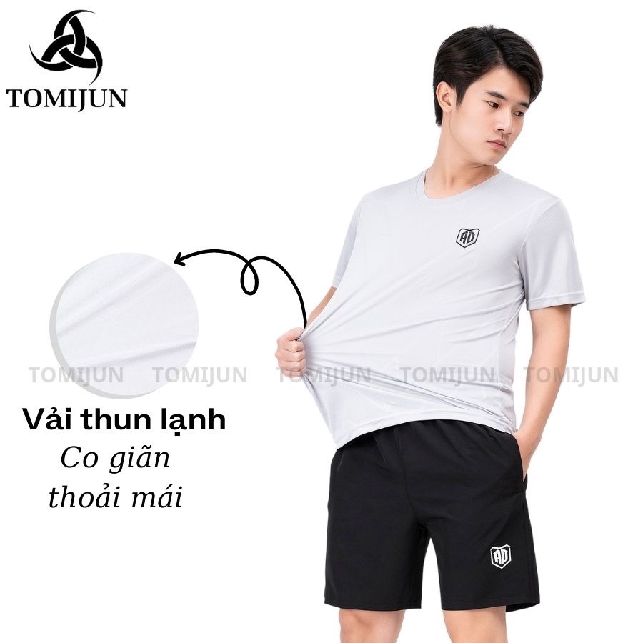 Đồ Bộ Quần Áo Thể Thao Nam Mùa Hè Chất Thun Lạnh Co Giãn 4 Chiều 5 Màu Đa Dạng, Trẻ Trung TOMIJUN