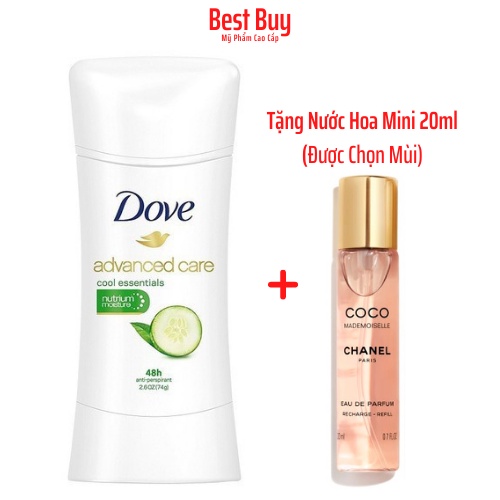 [USA] Lăn Khử Mùi Dove Advanced Care Khô Thoáng Dịu Nhẹ Hương Dưa Leo 74g (Sáp - Nữ)