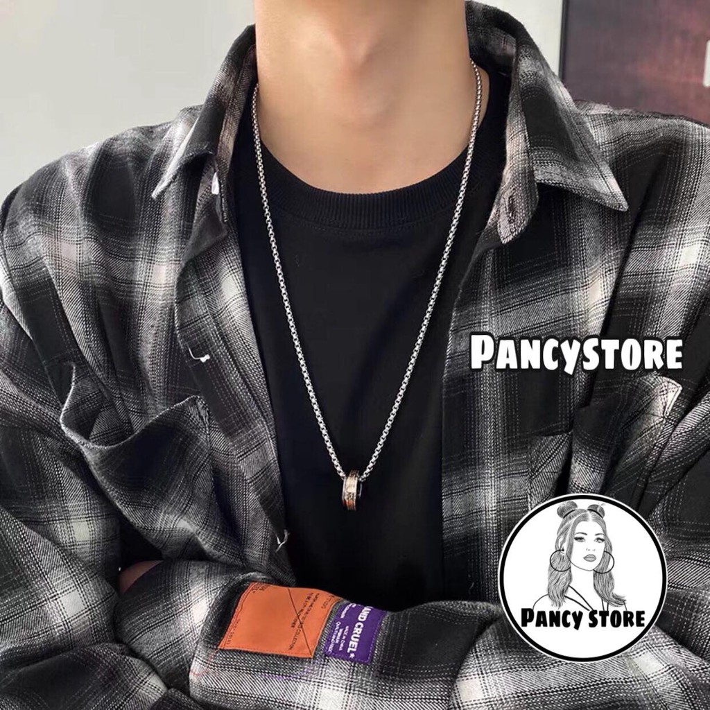 dây chuyền vòng cổ titan dây xích phối nhẫn chữ thập không gỉ