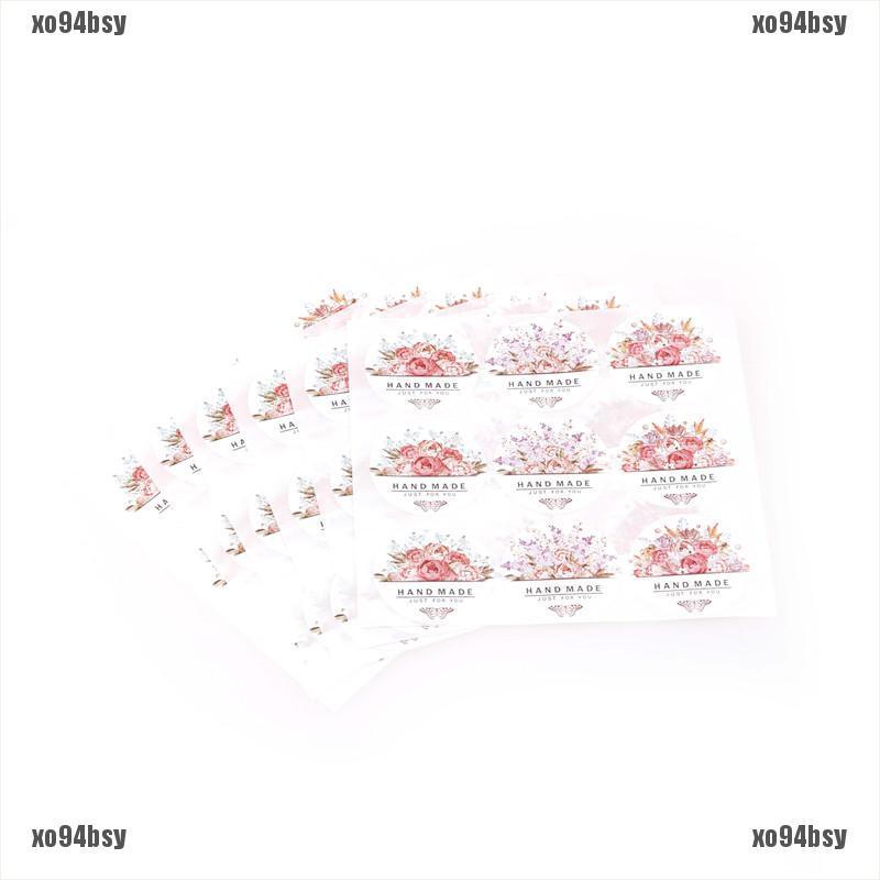 [xo94bsy]54 pcs/lot Hand made Flower Sticker Labels food Seals for Wedding party