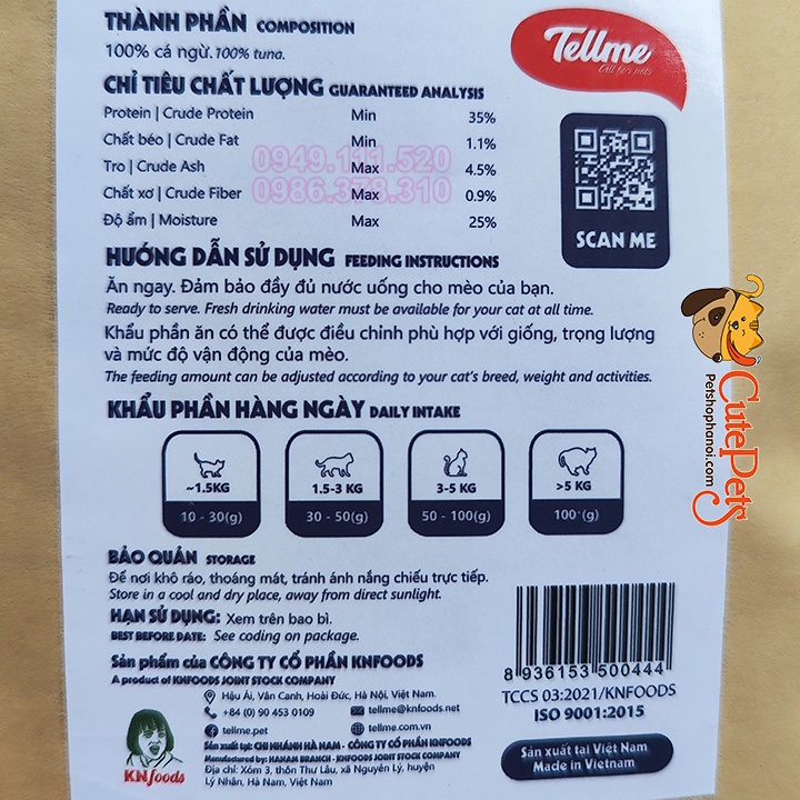 Cá Ngừ sấy khô cho MÈO Tellme 40g - CutePets