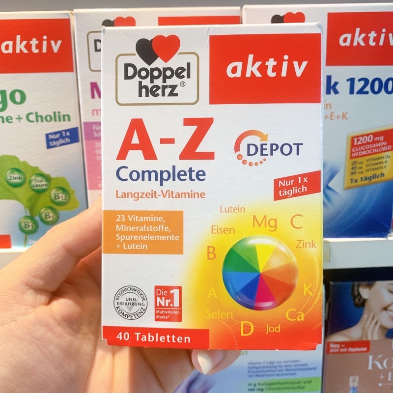 Viên uống Vitamin tổng hợp tăng cường sức khỏe đề kháng Doppelherz Aktiv A Z Depot - Hộp 40 viên - Hàng nội địa Đức