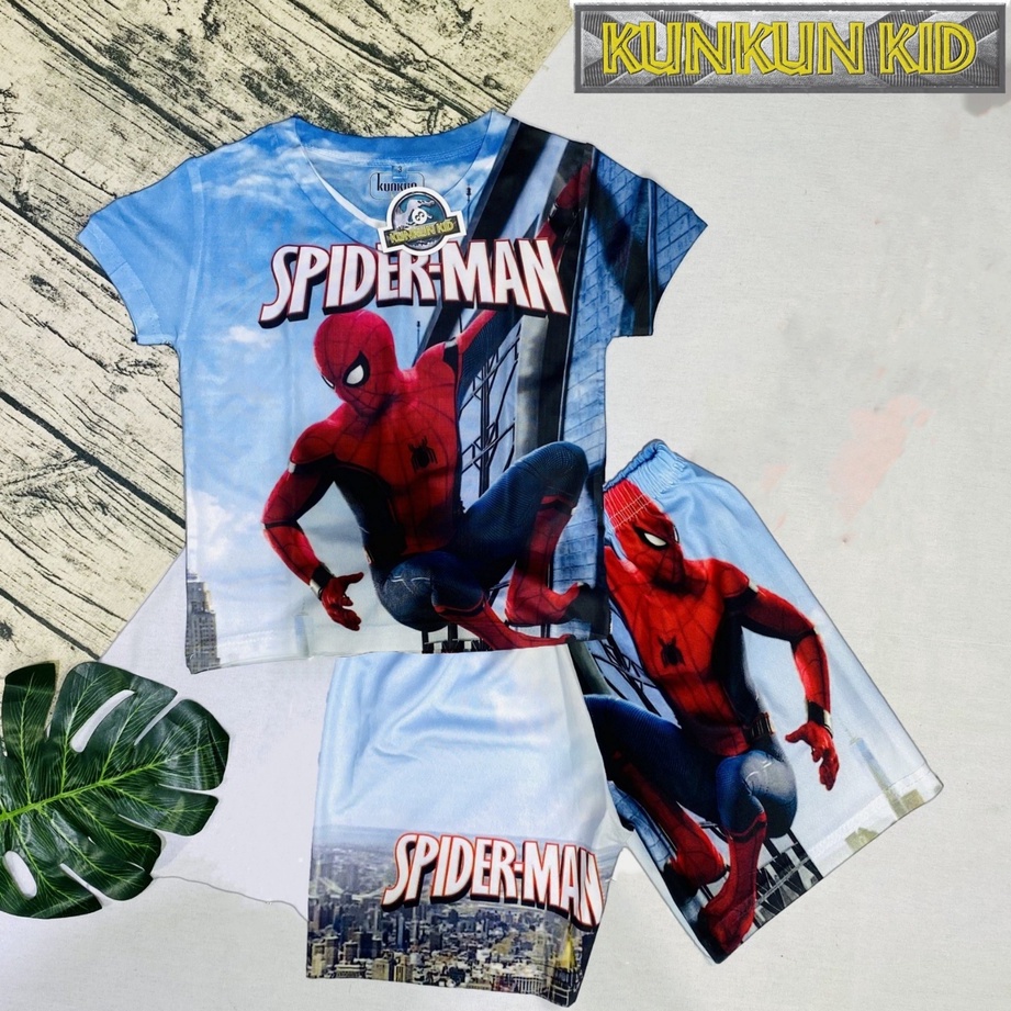 Đồ bộ bé trai thun lạnh in hình người nhện Spiderman Kunkun Kid TP007, quần áo trẻ em size đại từ 10kg-40kg