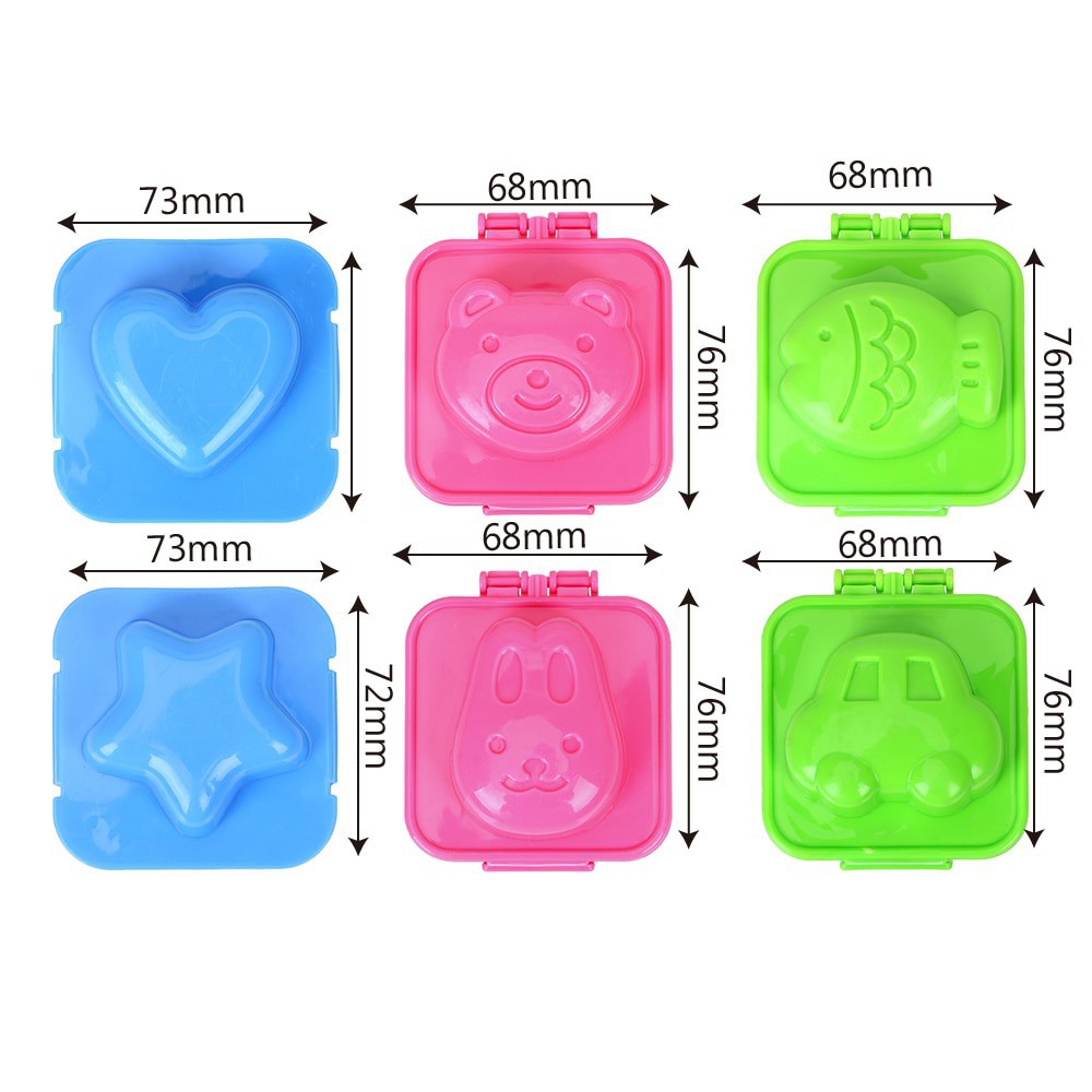 Bộ 6 khuôn ép cơm,ép trứng và bánh đẹp mắt tạo sự tò mò cho bé - bộ 6 khuôn ép cơm