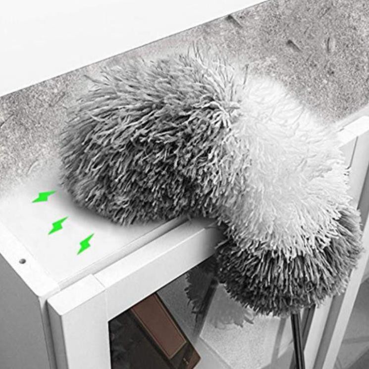 Chổi quét bụi cán Inox dài 70 - 252 cm có thể kéo rút Cây phất trần san hô Microfiber Duster