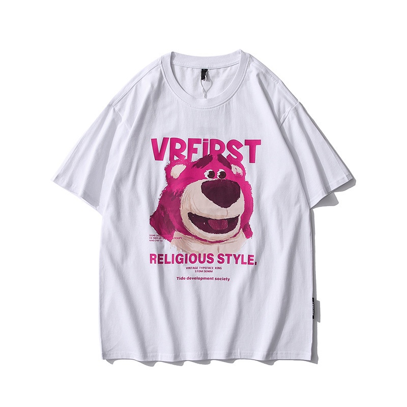 Áo Thun Ngắn Tay Dáng Rộng In Hoạt Hình Gấu Đáng Yêu Thời Trang Cho Nam Nữ