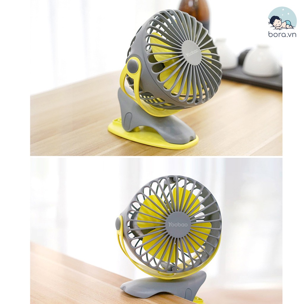 Quạt tích điện Yoobao F04 xoay 720 độ [Pin dùng 32h, đế kẹp đa năng, bảo hành 12 tháng] | BigBuy360 - bigbuy360.vn