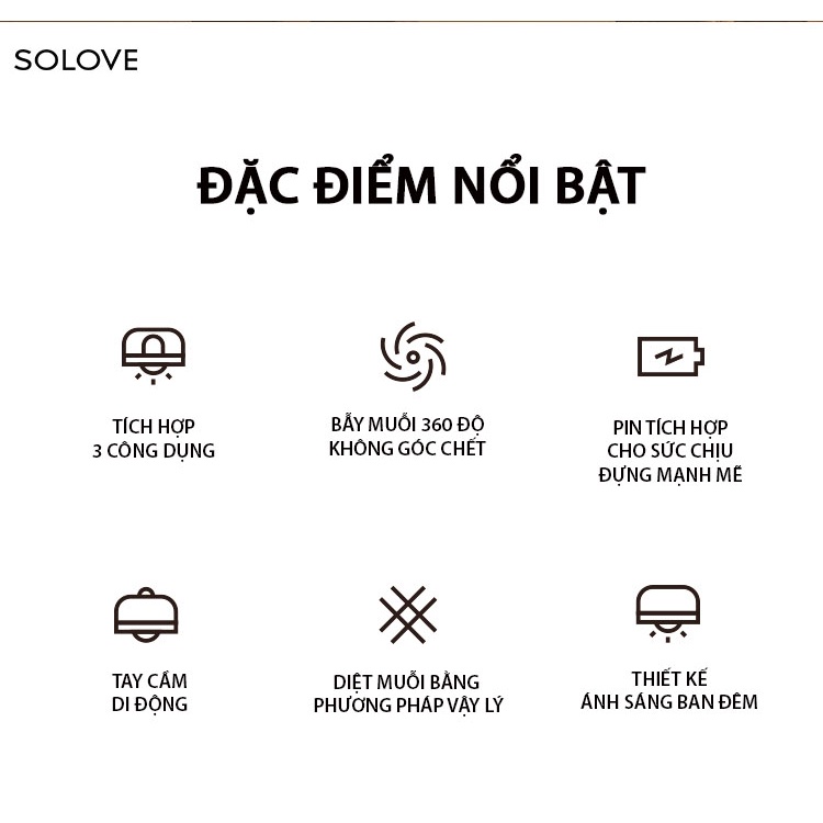 [ Bản Nâng Cấp Mới] Đèn Đuổi Muỗi SOLOVE 002D - Bẫy Muỗi 360 Độ Không Góc Chết - Hiệu Quả Gấp Đôi Bản Cũ