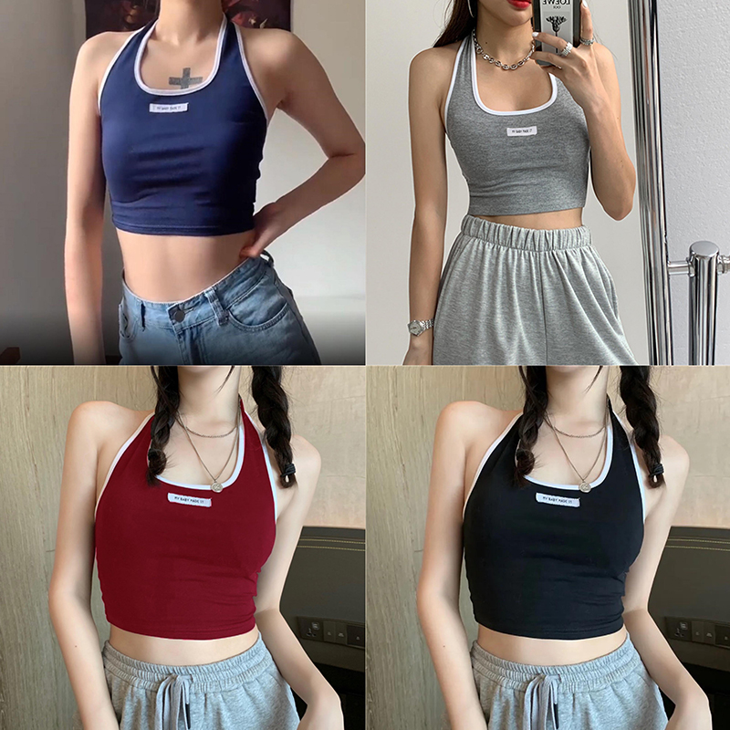 Áo Croptop Hai Dây In Chữ Thời Trang Cho Nữ