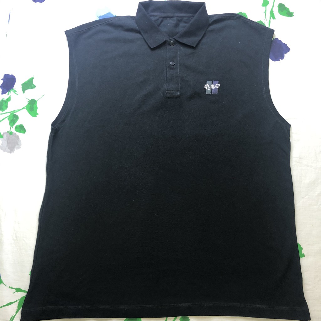 Áo Thun Polo Nam Buckaroo Cắt Nhãn Sát Nách Cổ Bẻ Xẻ Trụ Đen Thêu Logo Ngực Cotton Da Cá - Size L