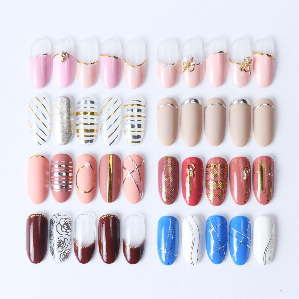 Miếng Dán Trang Trí Móng Tay 3D Tự Dính Họa Tiết Kẻ Sọc / Gợn Sóng Độc Đáo