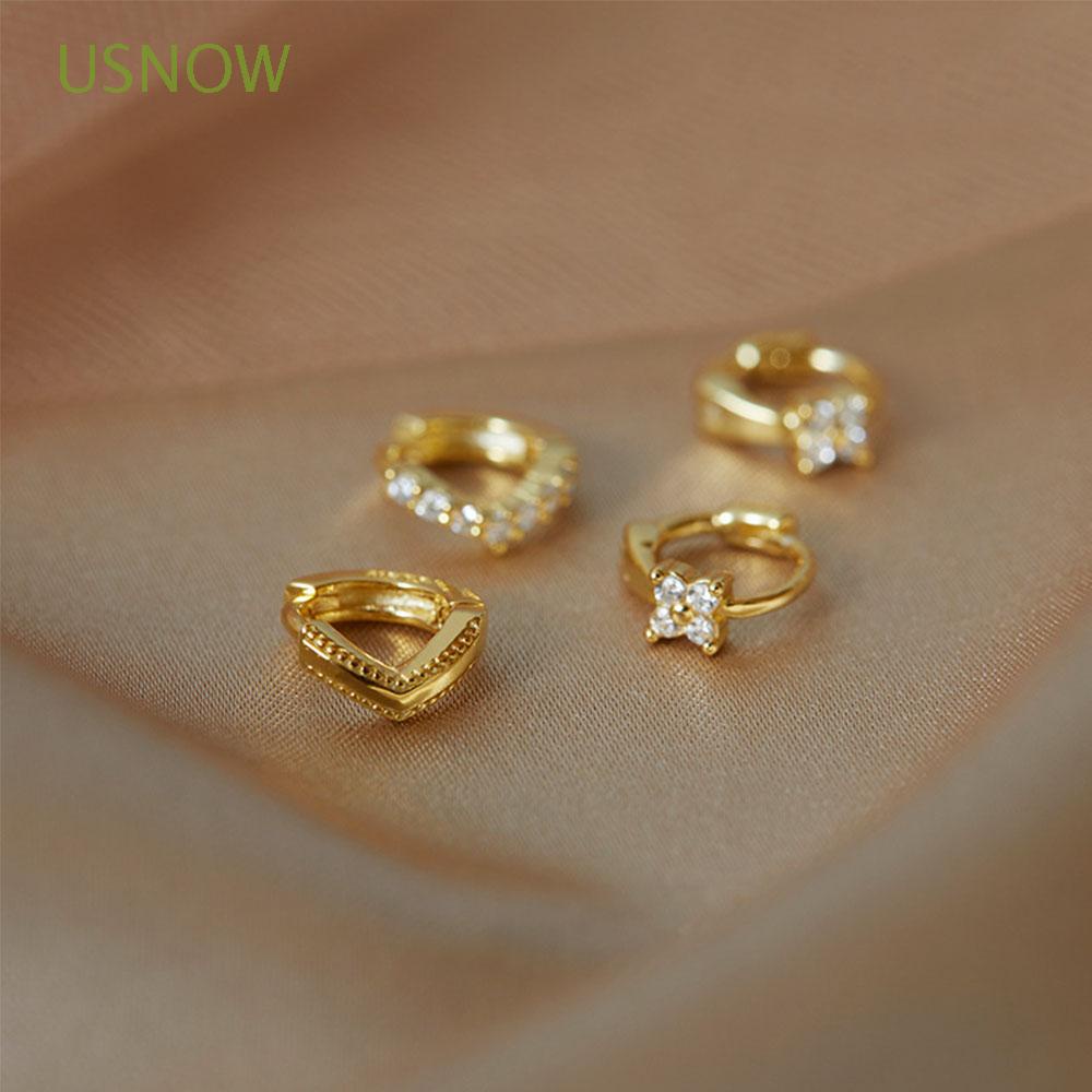 Khuyên Tai Nhỏ Dạng Kẹp Đính Kim Cương Tinh Tế Đơn Giản Phong Cách Hàn Quốc Cho Nữ