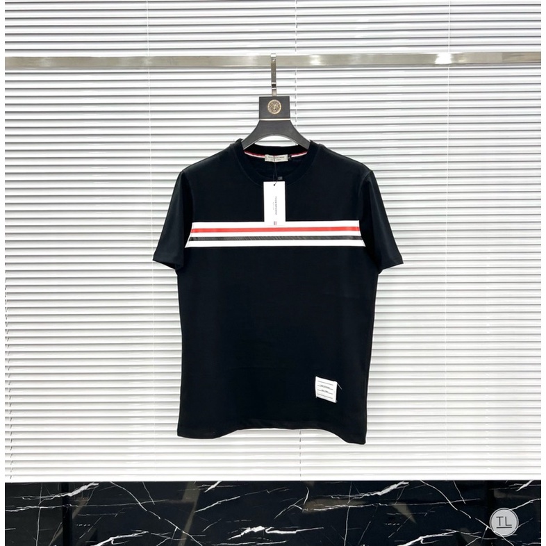 [Sẵn Hàng] Áo Phông Nam Thom Viền Kẻ Ngang Siêu Đẹp - Áo Phông Thom browne Cổ Tròn Co Dãn