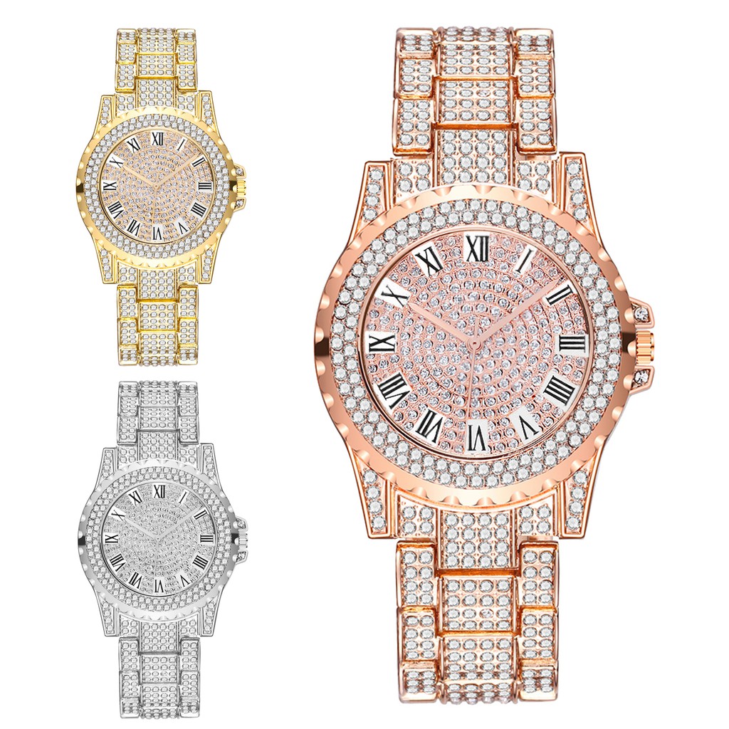 Đồng Hồ Quartz Nữ Đính Hột Xoàn Dây Thép Không Gỉ Sang Trọng