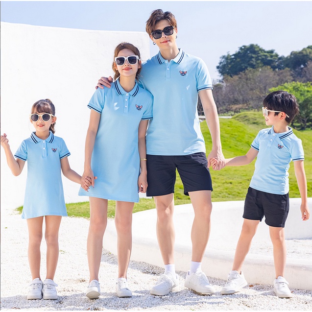 Áo polo Ngắn Tay In Chữ Thời Trang Dành Cho Cả Gia Đình