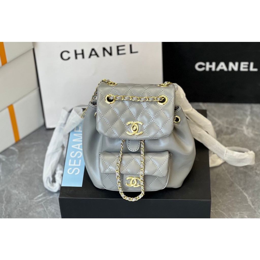 💋💋Balo Cha.nel DUMA backpack 💋 MÀU XÁM