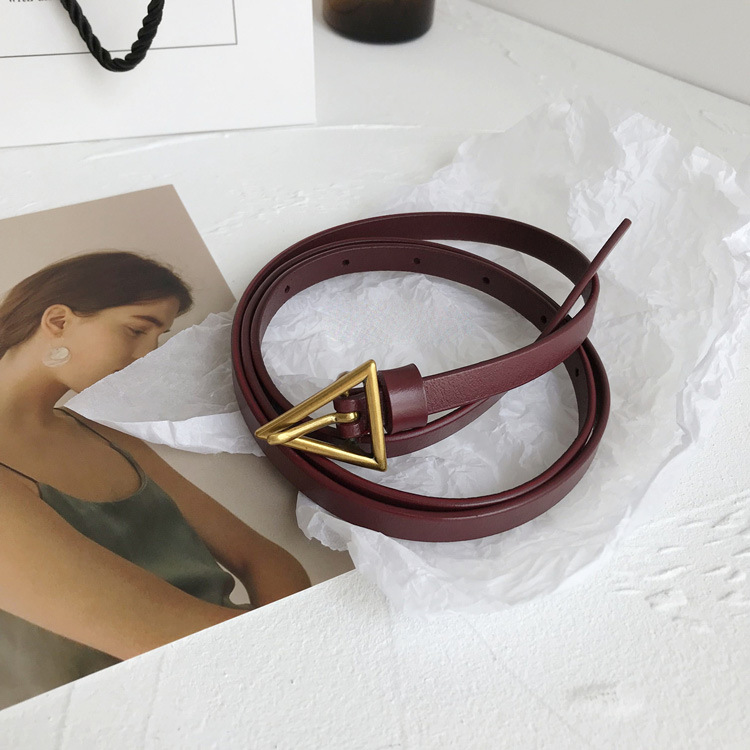 Thắt Lưng Da Pu Khóa Tam Giác Phong Cách Vintage Sang Trọng