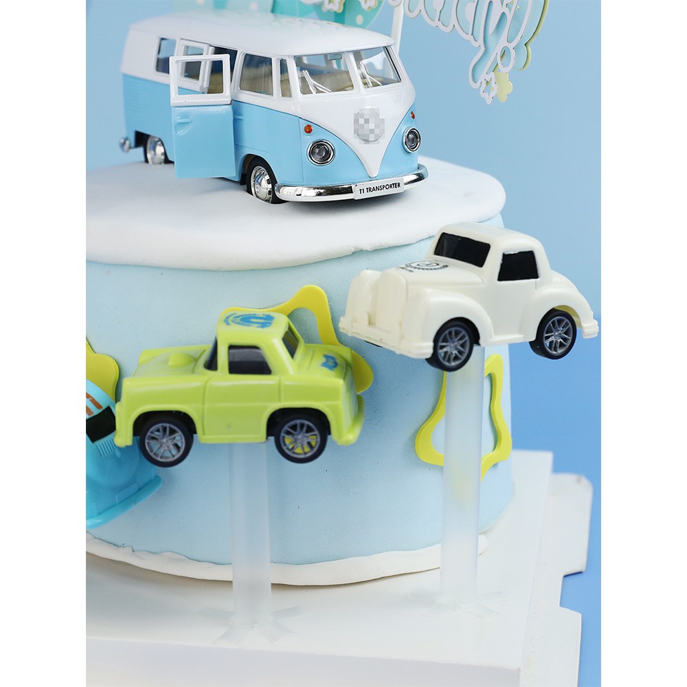 Mô Hình Xe Buýt mini Dễ Thương Dùng Trang Trí Bánh Kem