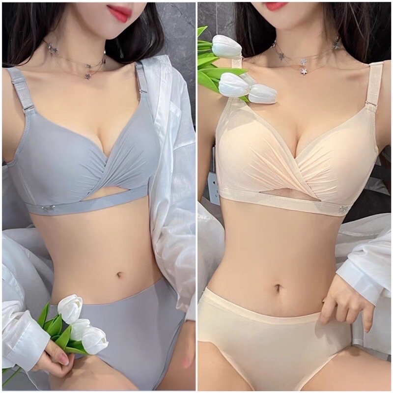 Áo lót nữ định hình lụa voan tơ đắp chéo siêu độn dày không gọng, siêu nâng ngực tạo khe không bè hoàn hảo có video thật