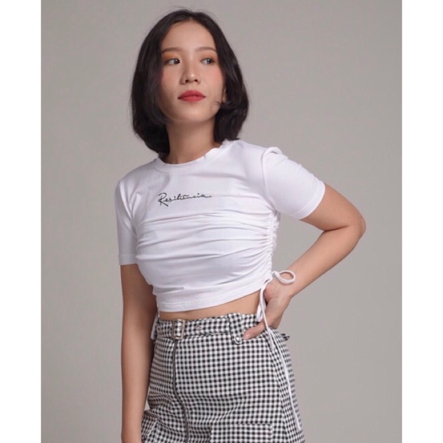 🆙 Áo Croptop Thêu Rút Eo 2 Bên