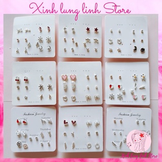 Set 6 ~ 7 đôi bông tai dễ thương, cá tính phong cách Hàn Quốc dành cho nữ - Xinh lung linh Store