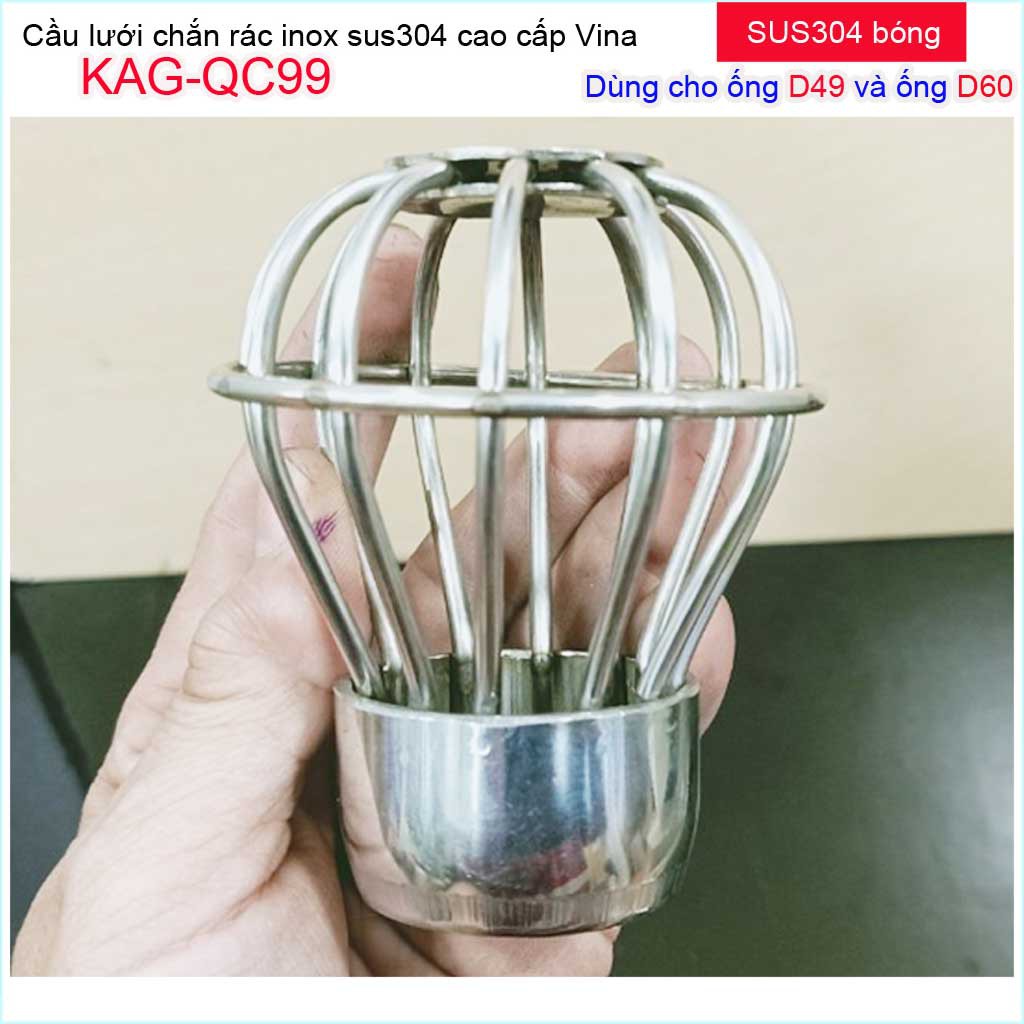 Cầu lưới Inox 304 dày, cầu chặn rác nước mưa D49-D60 KAG-QC99 thoát nước nhanh