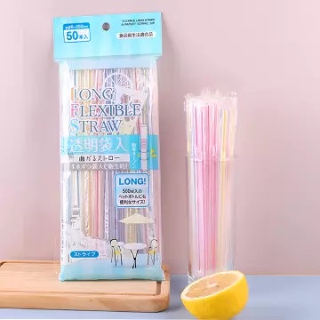 Set 50 ống hút 25cm có nắp gập SeiwaPro Nhật Bản nhựa cao cấp không mùi, dùng cho trà sữa, sinh tố