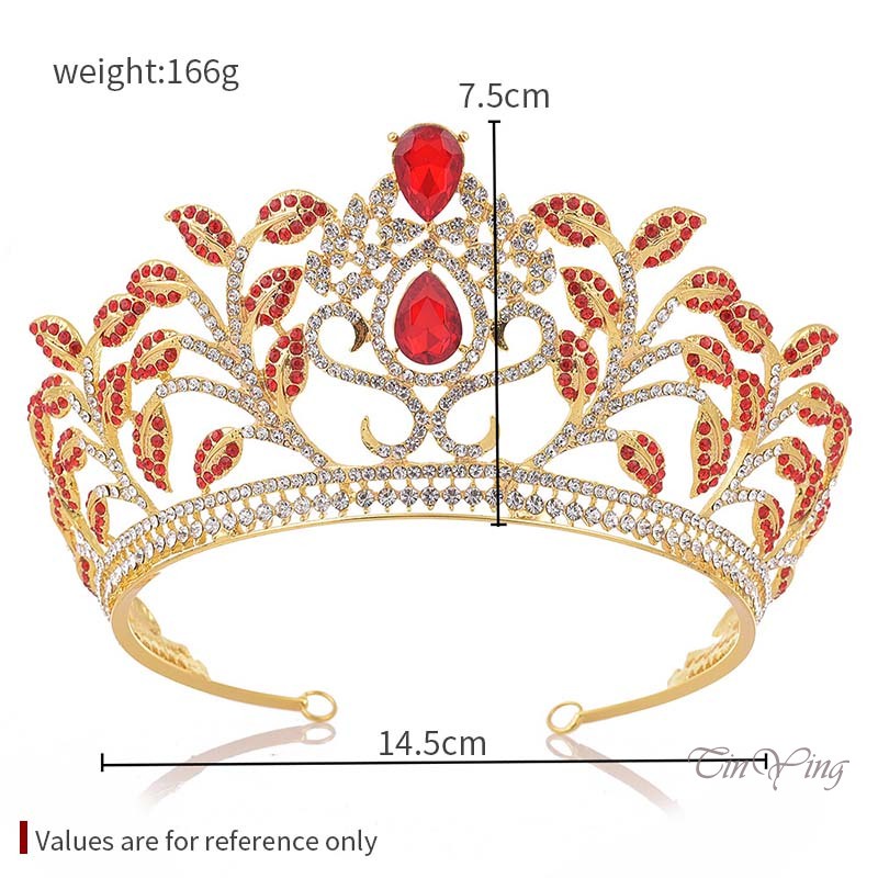 GETNOIVAS Cài Tóc Hình Vương Miện Lớn Đính Đá Cho Cô Dâu