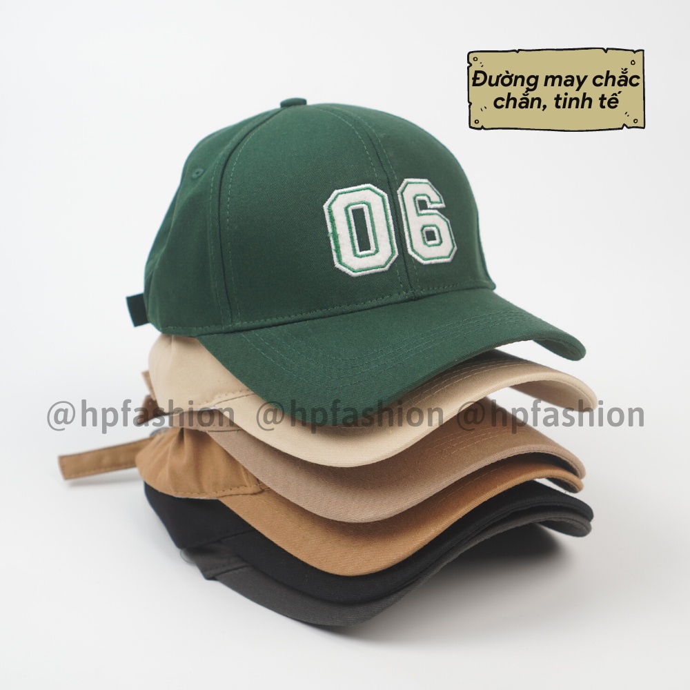 Mũ lưỡi trai ❤️ Nón kết thêu hình chữ 06 chất kaki cao cấp form unisex nam nữ N71 - Happy Style