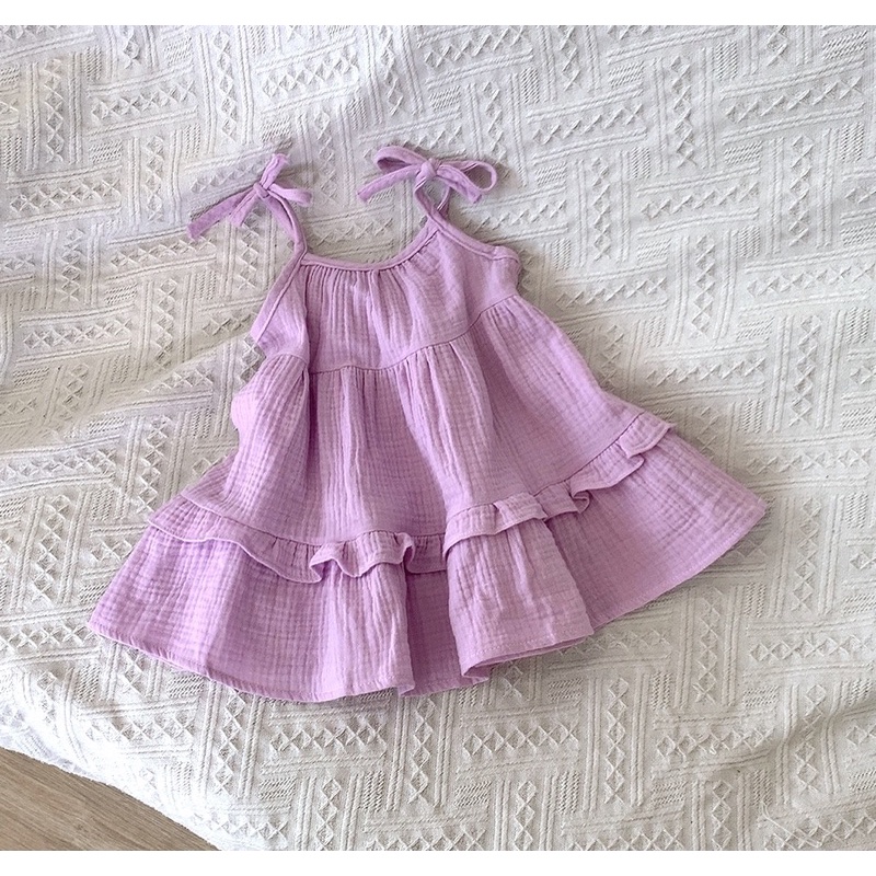 Váy xòe công chúa xô Muslin cho bé gái từ 1-7 tuổi