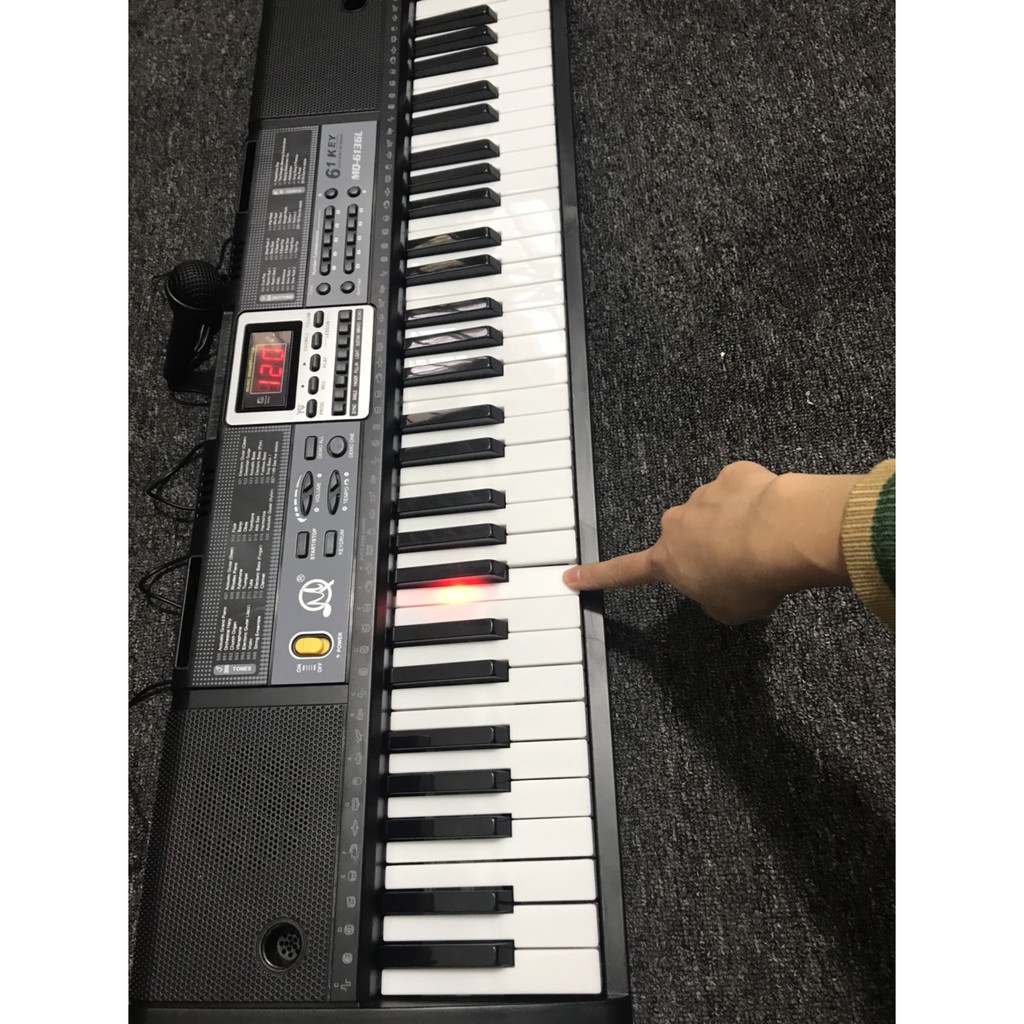 Đàn Piano Điện Keyboard - Đàn Organ Gồm 61 Phím Led Phát Sáng Kèm Phụ Kiện