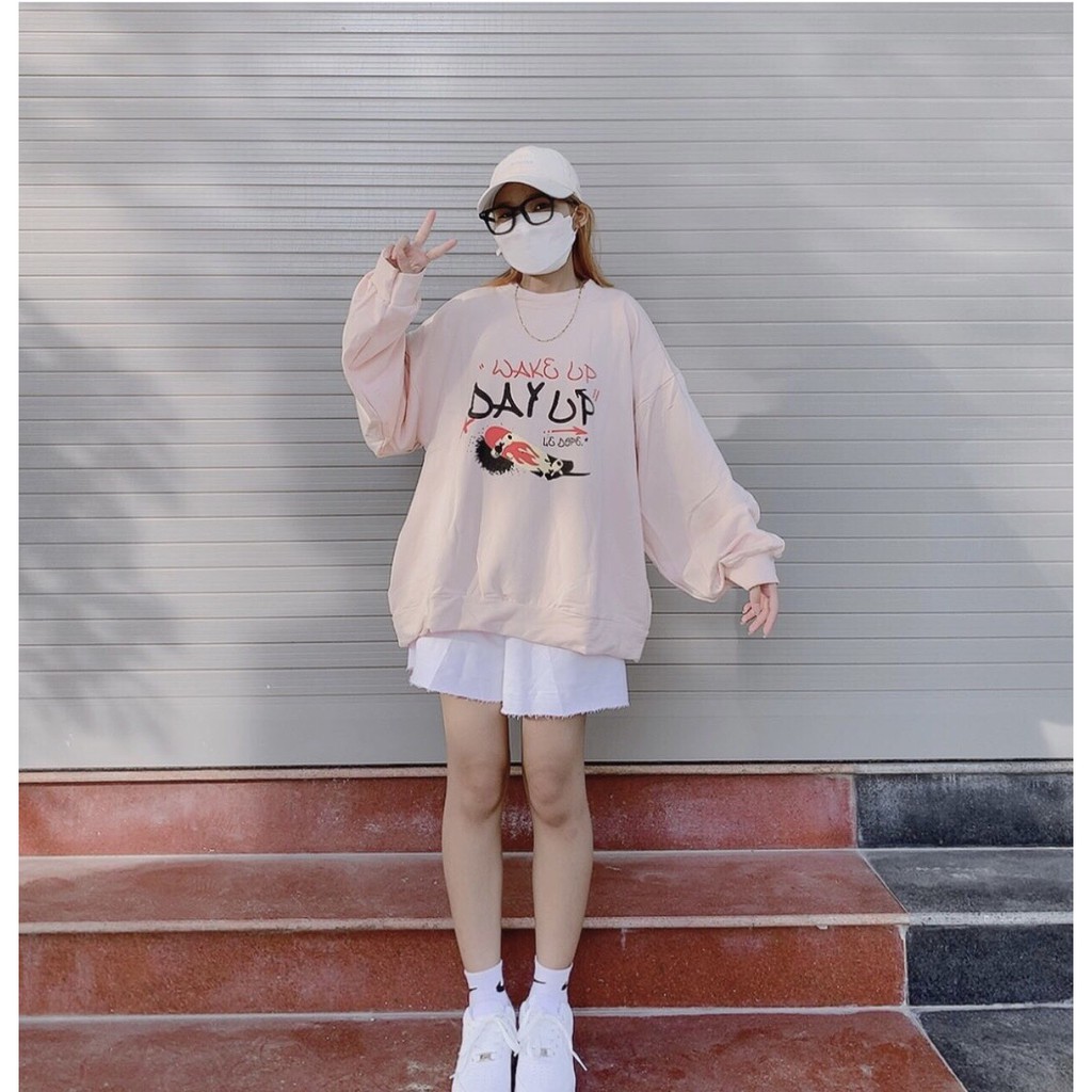 Áo Nỉ Sweater Nữ Form Rộng Tay Bồng Unisex Phong Cách Hàn Quốc  In Chữ DAY UP | BigBuy360 - bigbuy360.vn