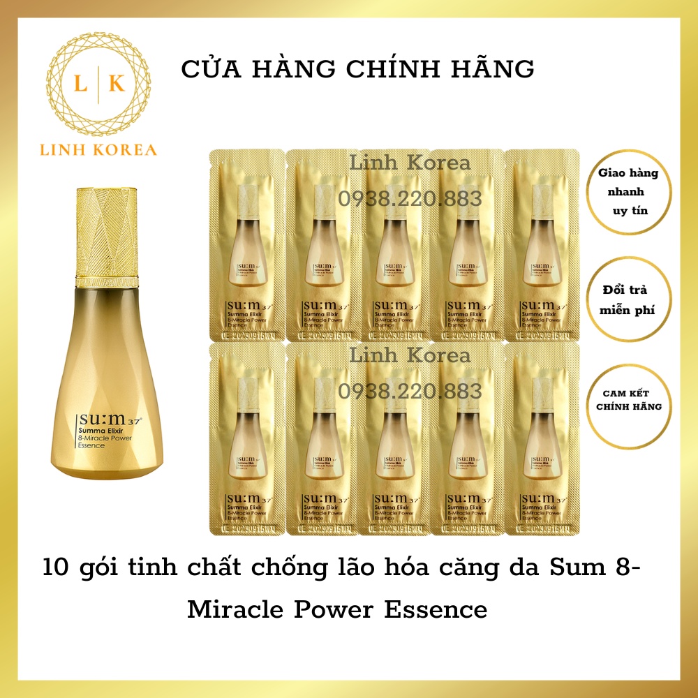 Combo 10 gói tinh chất chống lão hóa căng da Sum 8-Miracle Power Essence 1ml