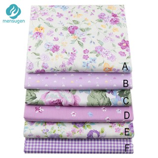 Vải Cotton chắp vá hoa màu tím 100%, Vải Cotton Kain DIY