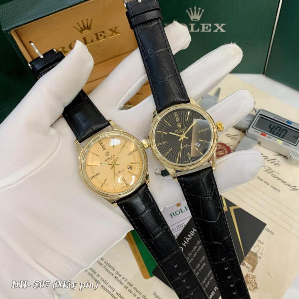 Đồng hồ nam Rolex máy pin mặt tròn dây da cao cấp có bảo hành DH507 Shop228